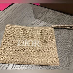 Dior Tan Clutch with Woven Texture